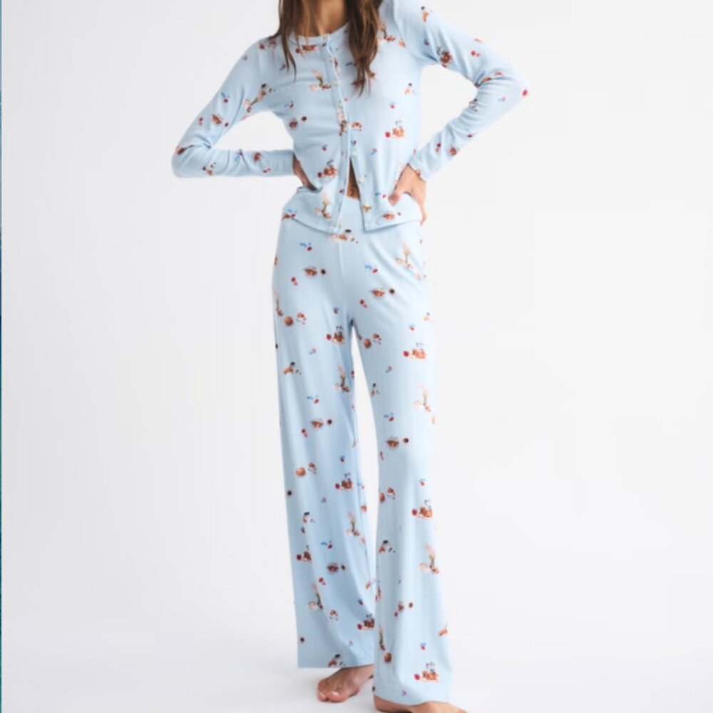 Abercrombie & Fitch Blue Food Print Pajamas Size Medium